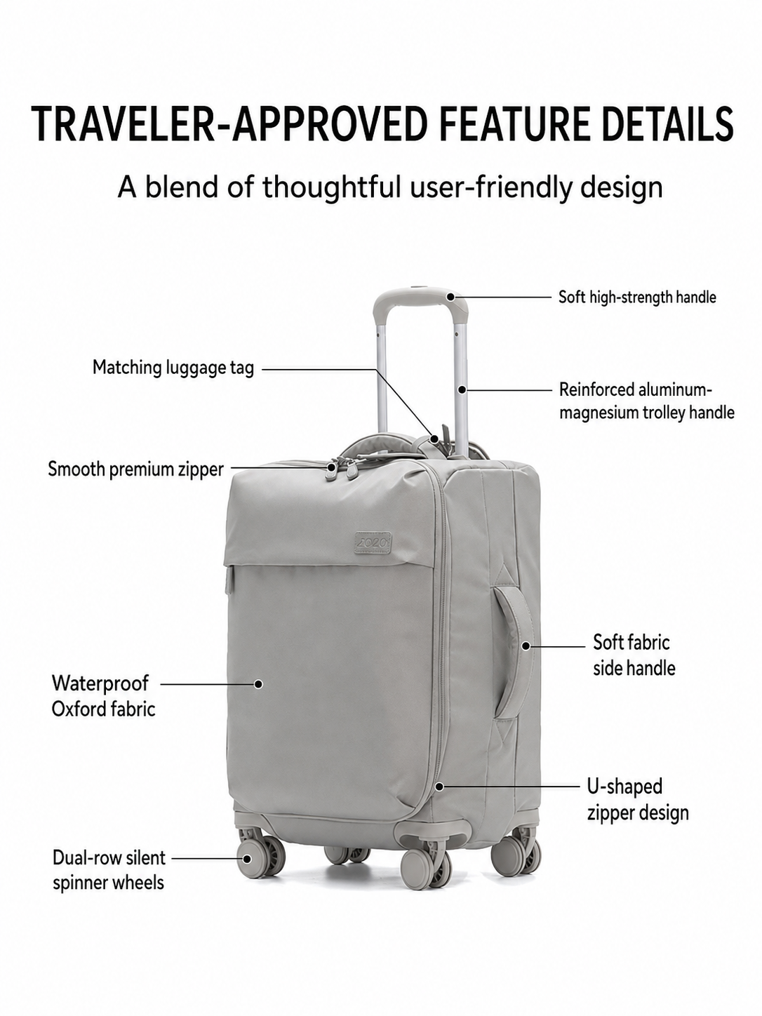 Lightweight Waterproof Oxford Front-Opening Spinner Luggage