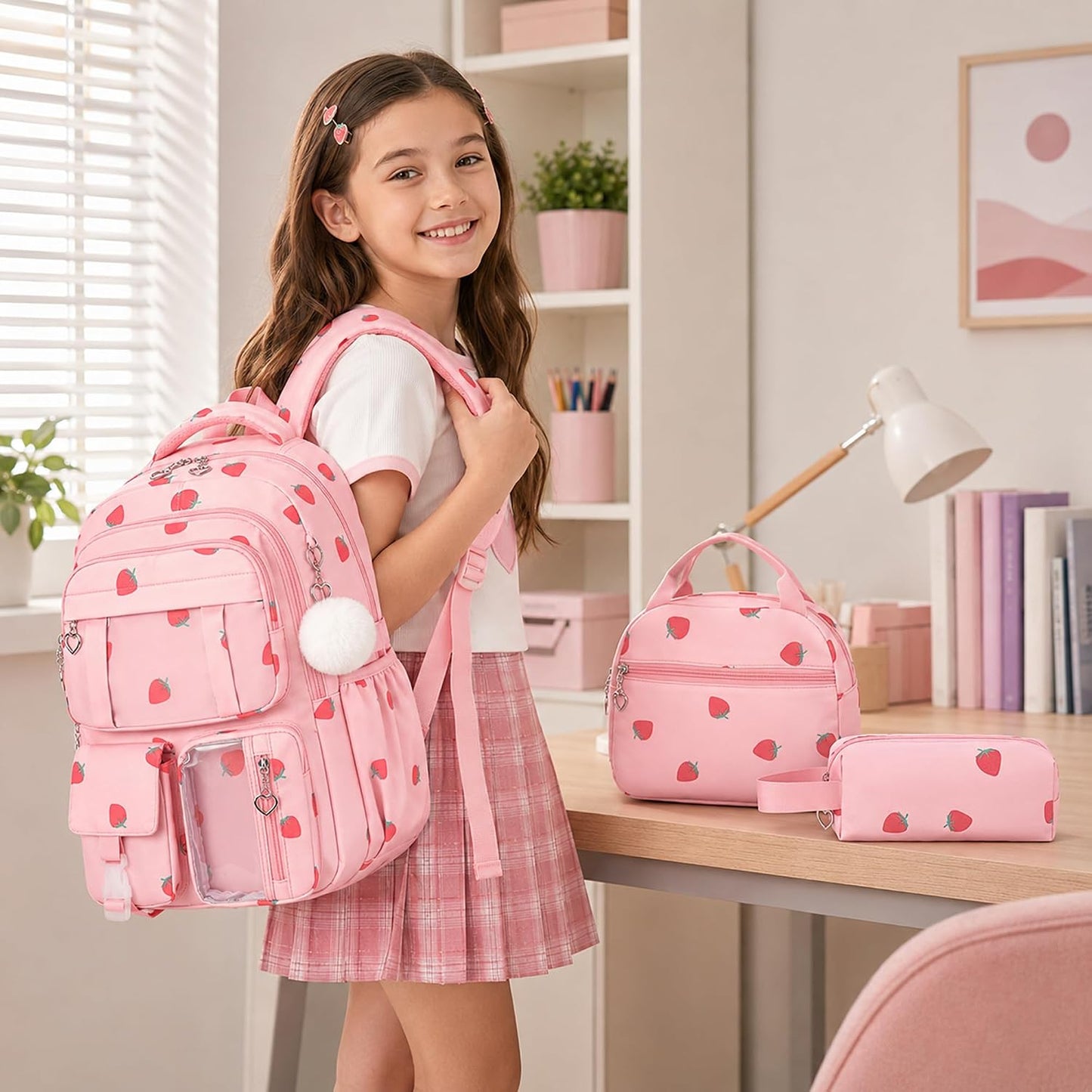 3-Piece Girls School Backpack Set with Lunch Bag & Pencil Case - product image 7