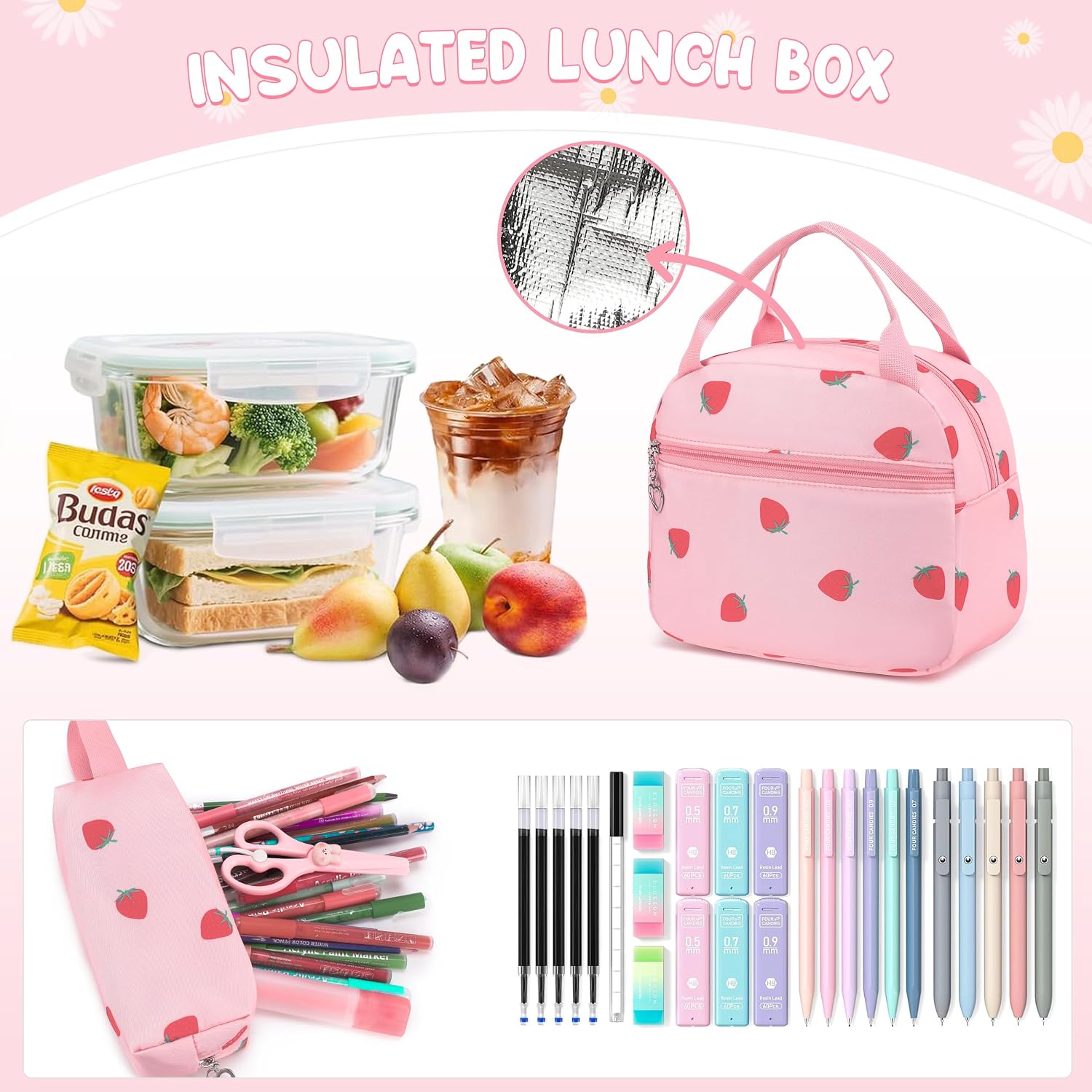 3-Piece Girls School Backpack Set with Lunch Bag & Pencil Case - product image 6
