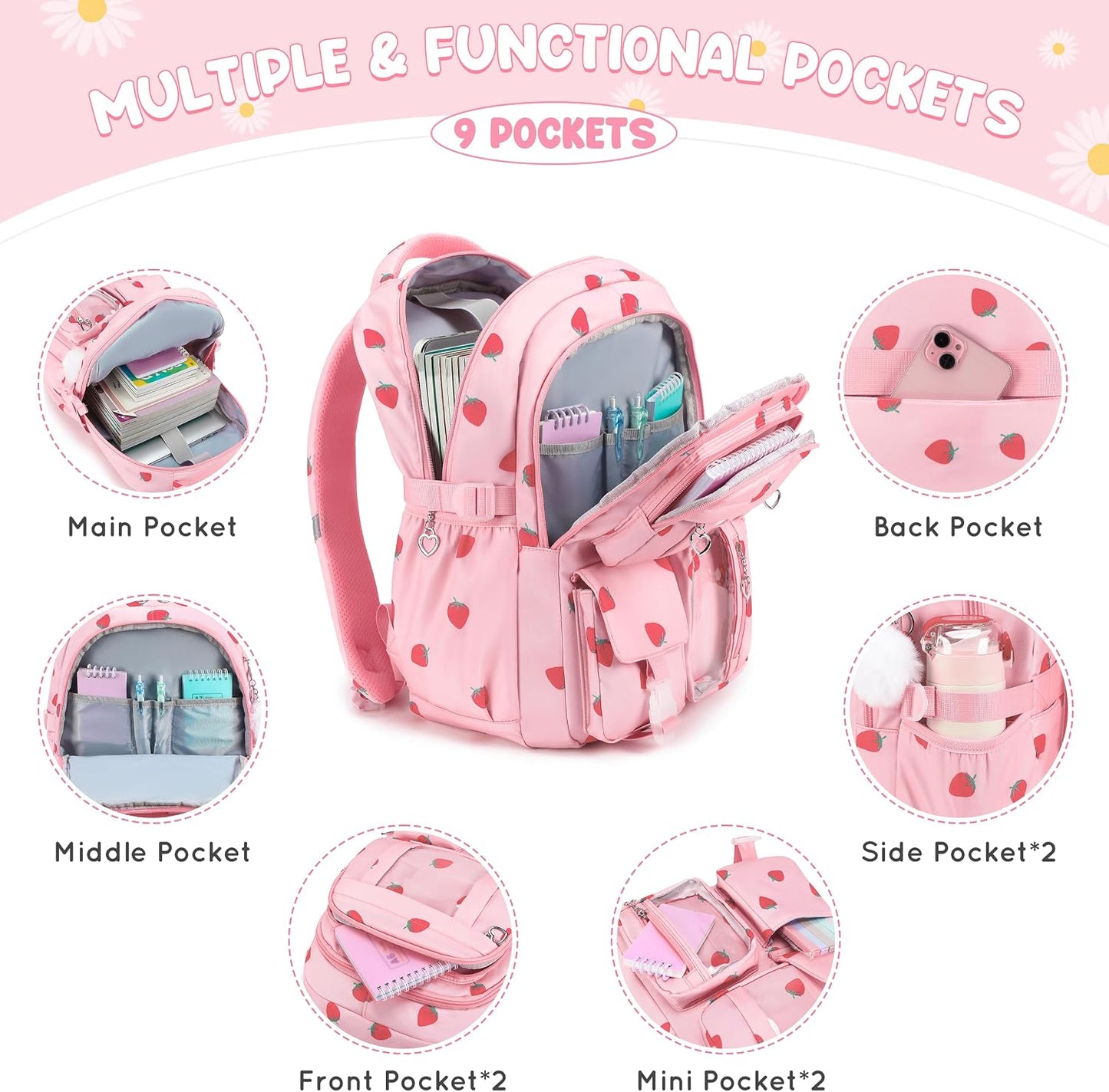 3-Piece Girls School Backpack Set with Lunch Bag & Pencil Case - product image 3