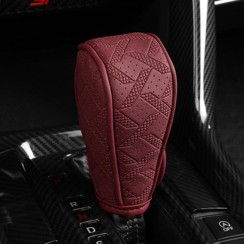 🚗 2026 Campaign – Over 59,100 Units Sold! 💨 Breathable Universal Gear Shift Knob Cover for Cars - Burgundy / Automatic Transmission
