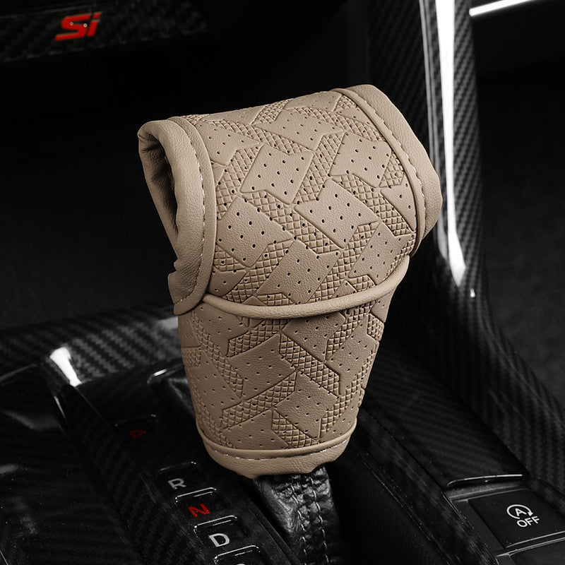 🚗 2026 Campaign – Over 59,100 Units Sold! 💨 Breathable Universal Gear Shift Knob Cover for Cars - Beige / Universal Fit