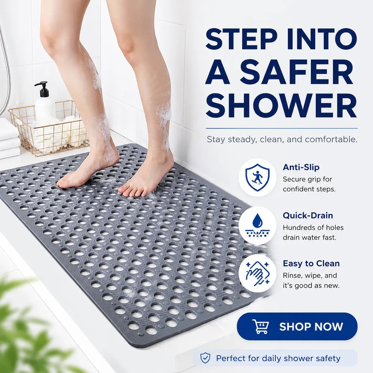 🔥Save 50% This Summer 💧 SafeStep Bathroom Safety Mat – Make Every Shower Feel Safer 🚿